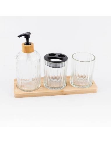 SET DE BAÑO VIDRIO X3